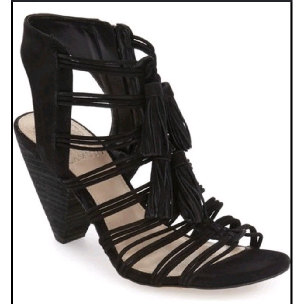 NWOB Vince Camuto Edola Heeled Gladiator Peep Toe Sz 7.5 Ankle Zip
